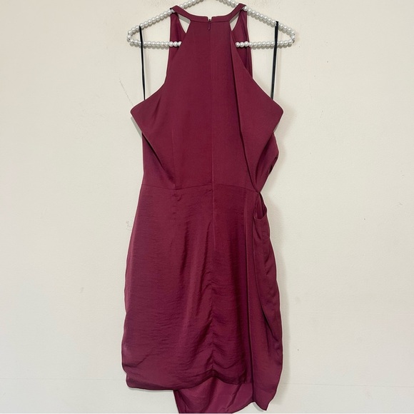 Stylestalker Satin Drape Asymmetrical Hem Peekaboo Hip Cocktail Dress SZ MED - Picture 7 of 7